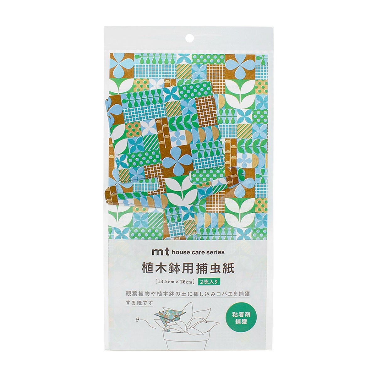 カモ井加工紙　植木鉢用捕虫紙　幾何学植物　２枚入　ＭＴＨＯＵ０１８