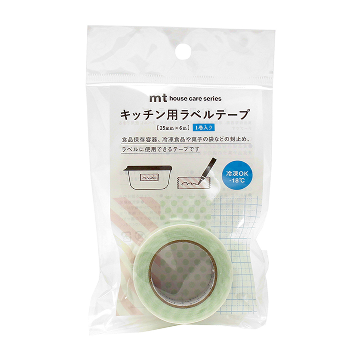 カモ井加工紙　キッチン用ラベルテープ　ドット・グリーン　ＭＴＨＯＵ０１５
