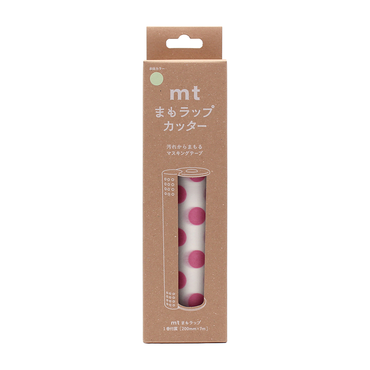 カモ井加工紙　ｍｔ　まもラップカッター　ライトグリーン×ドット・ピンク　ＭＴＭＷＲＰ０３
