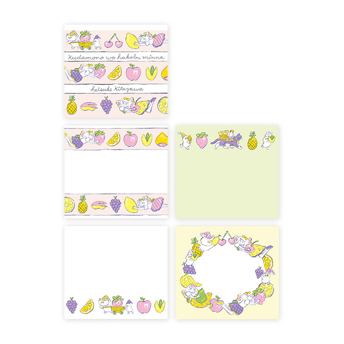 表現社　ブロックメモ　くだものをはこぶみんな