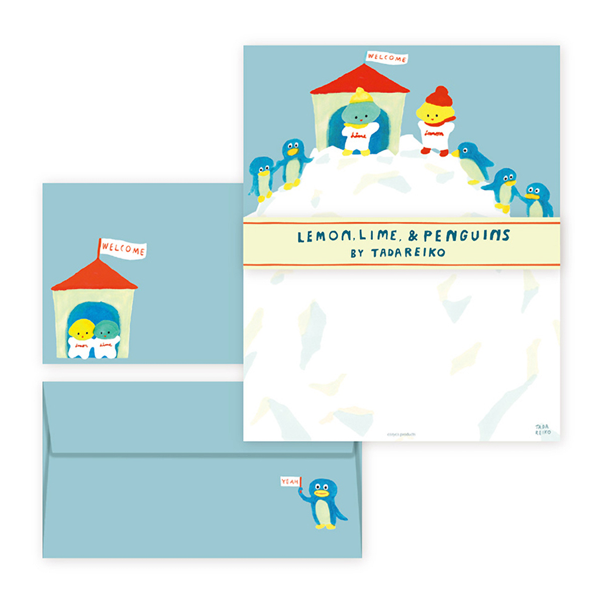 表現社　レターセット　レモンとライムとペンギン