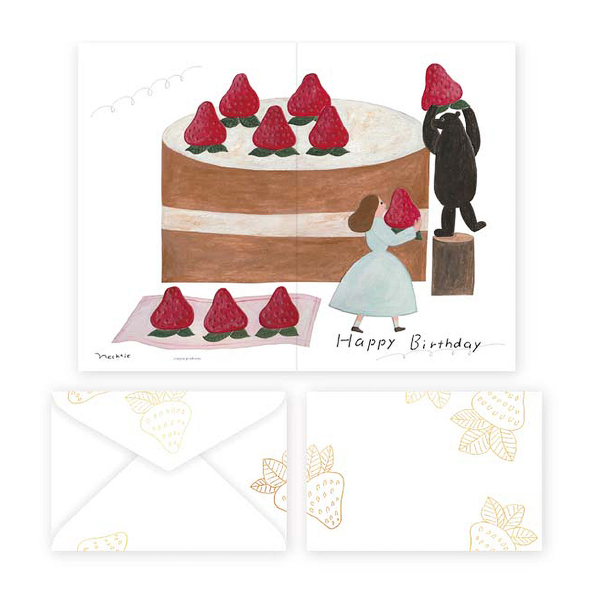 表現社　バースデーカード　いちごのケーキ