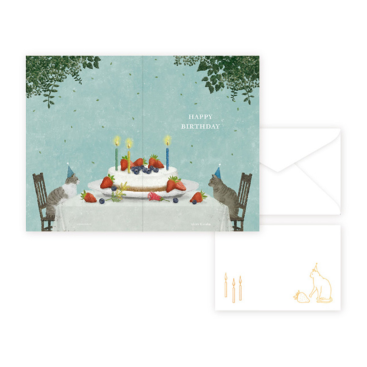 表現社　バースデーカード　猫とケーキ