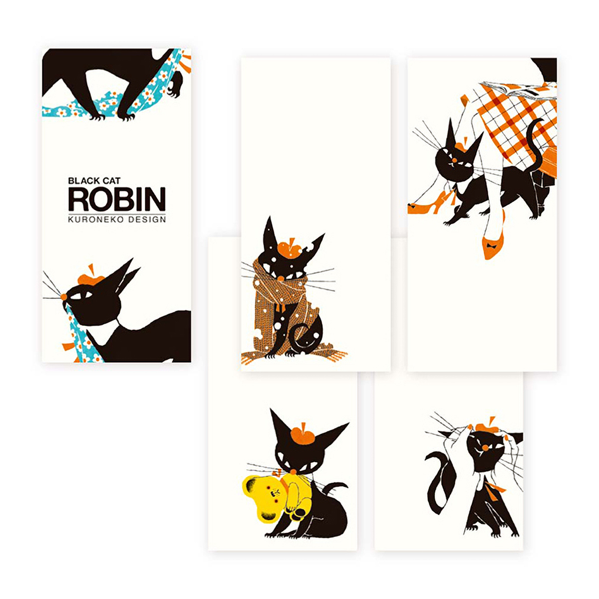 表現社　一筆箋　黒猫　ＲＯＢＩＮ　２０４１０