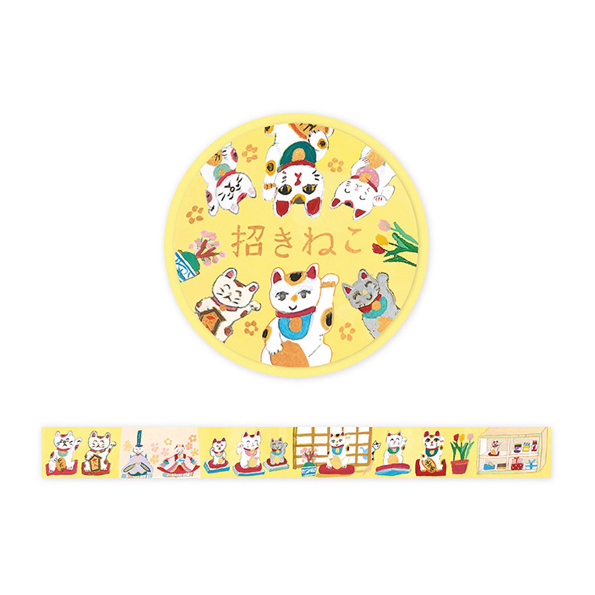 表現社　箔押しマスキングテープ　招きねこ