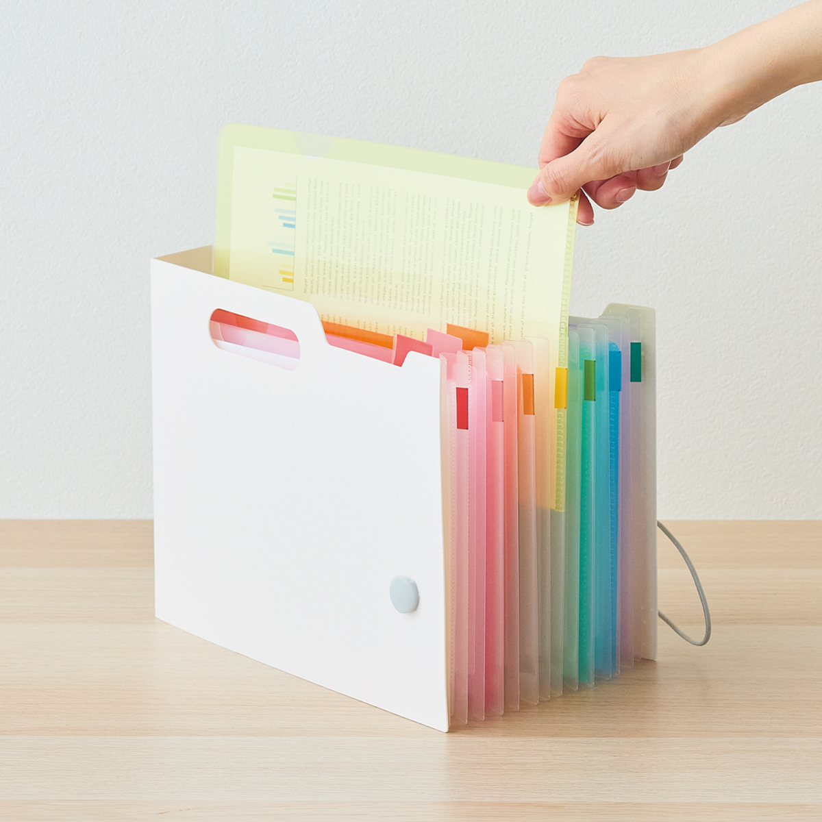 リヒトラブ　ｎｏｉｅ－ｓｔｙｌｅ　ドキュメントボックス　ヨコ　スリム　ホワイト　Ａ５　６仕切（７ポケット）