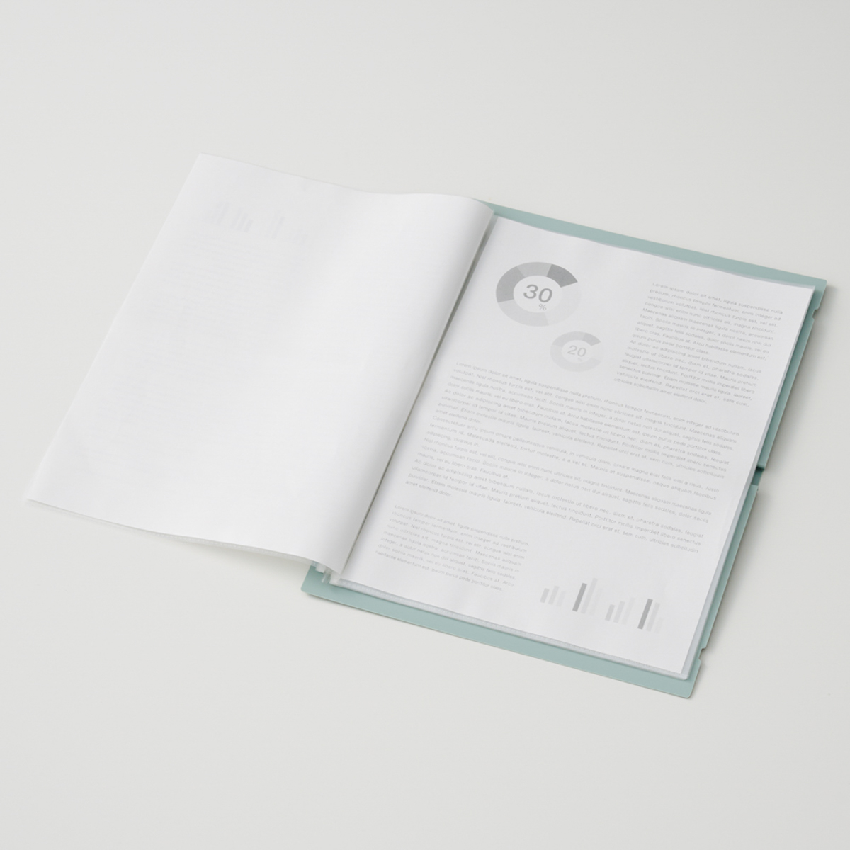 リヒトラブ　Ｍｕｔｕａｌ　二つ折りクリヤーブック＜ポケット交換式＞　ライトブルー　Ａ５（Ａ４・２つ折）　ポケット１０枚