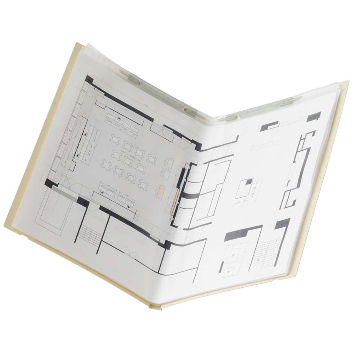 リヒトラブ　Ｍｕｔｕａｌ　二つ折りクリヤーブック＜ポケット交換式＞　テラコッタオレンジ　Ａ４（Ａ３・２つ折）　ポケット１０枚