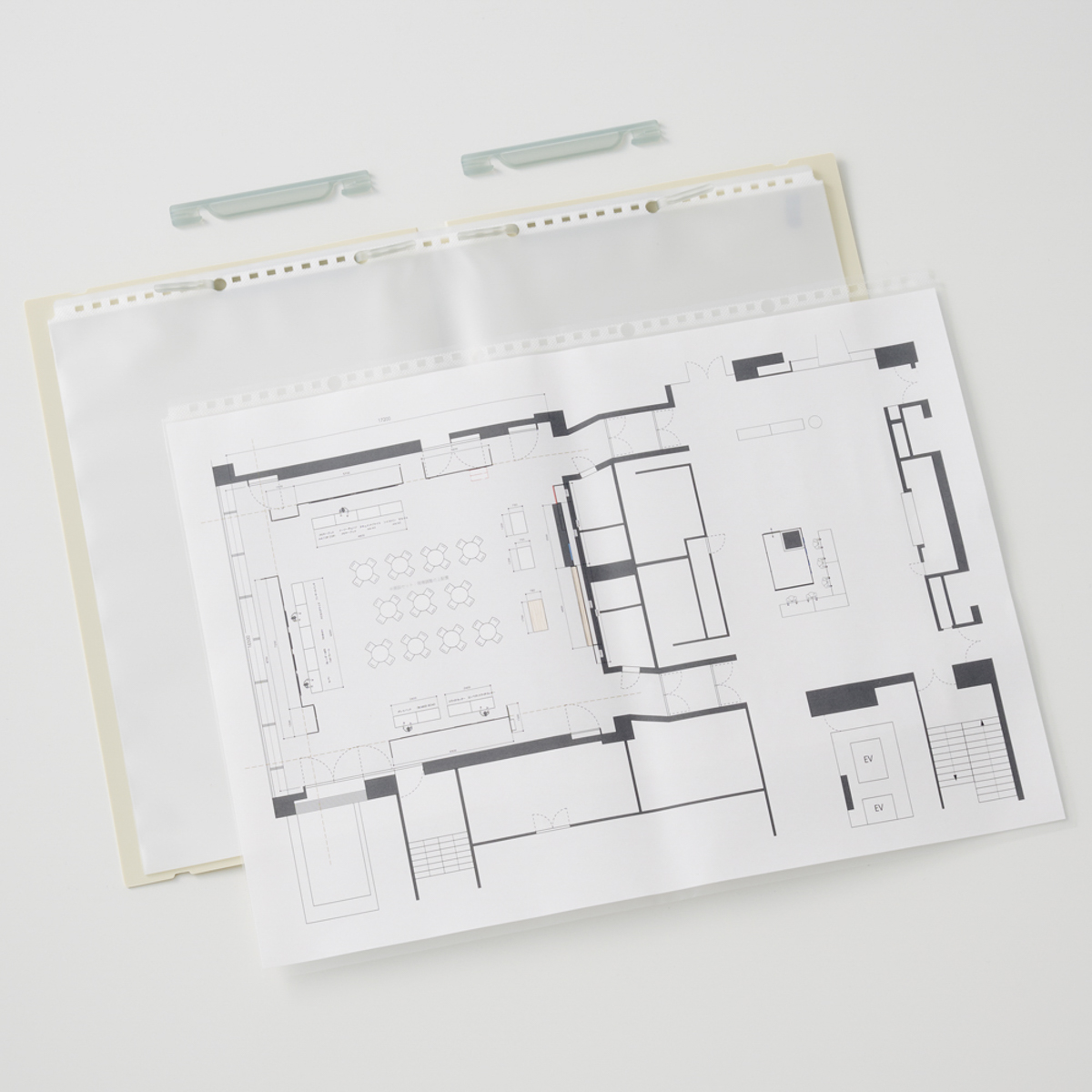 リヒトラブ　Ｍｕｔｕａｌ　二つ折りクリヤーブック＜ポケット交換式＞　スレートブルー　Ａ４（Ａ３・２つ折）　ポケット１０枚