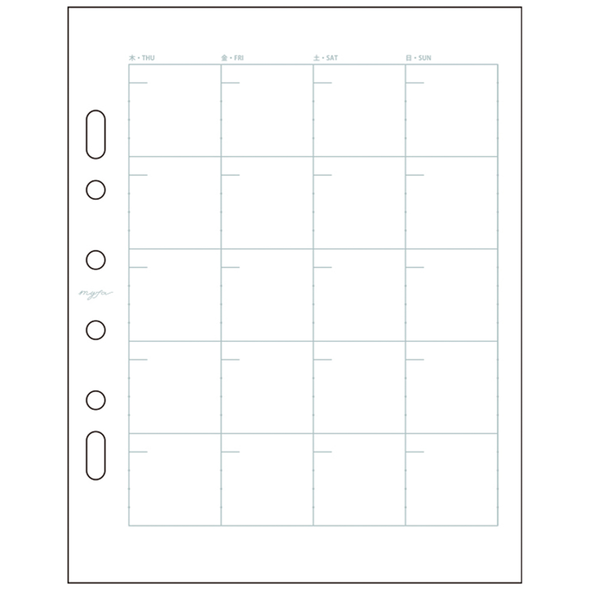 リヒトラブ　ｍｙｆａ　アレンジペーパーリフィル（フリーマンスリー）　１５枚入