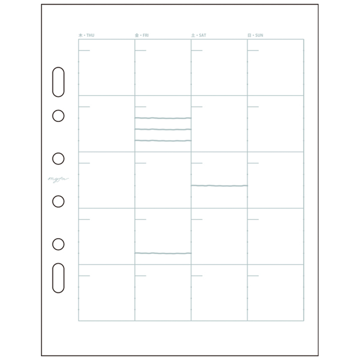リヒトラブ　ｍｙｆａ　アレンジペーパーリフィル（フリーマンスリー）　１５枚入