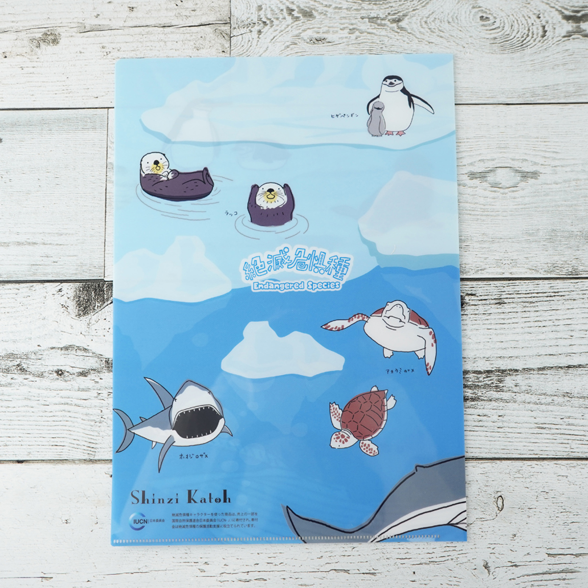 木野瀬印刷　クリアファイルＡ４　絶滅危惧種　水の動物大集合