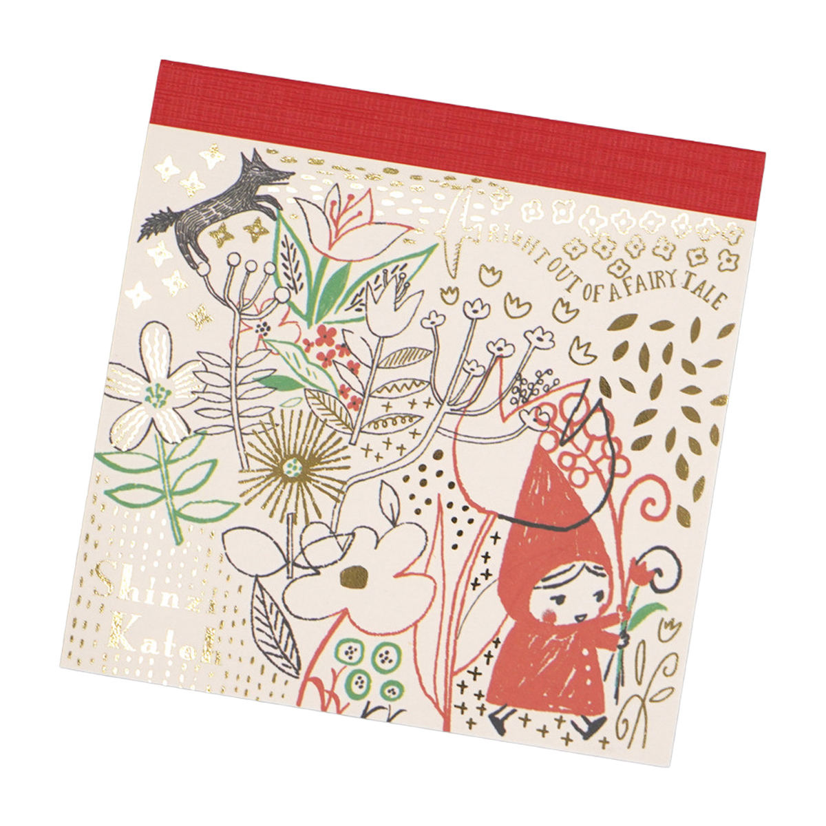 木野瀬印刷　ブロックメモ　赤ずきん　花束を