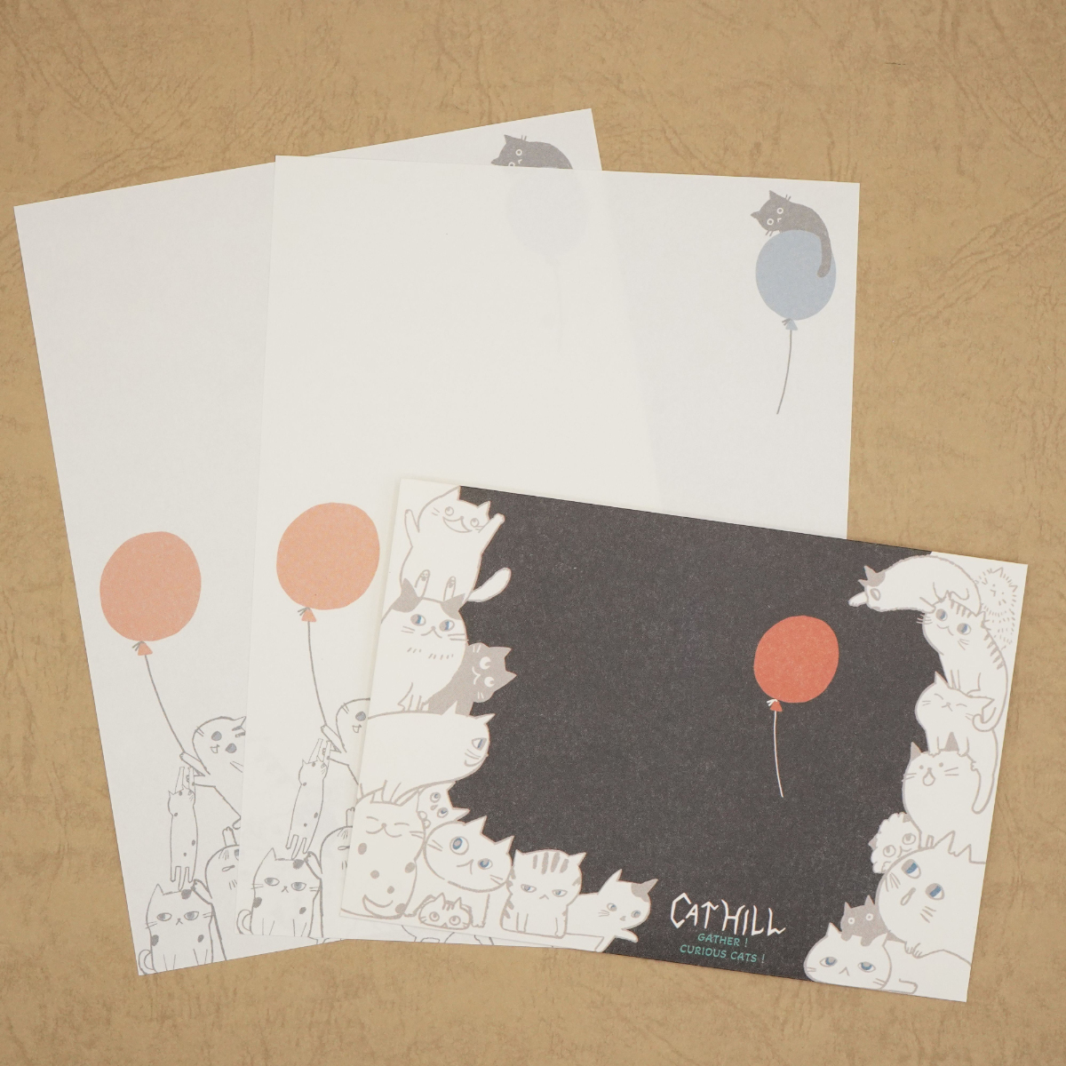 木野瀬印刷　レターセット　キャットヒル　ブラック