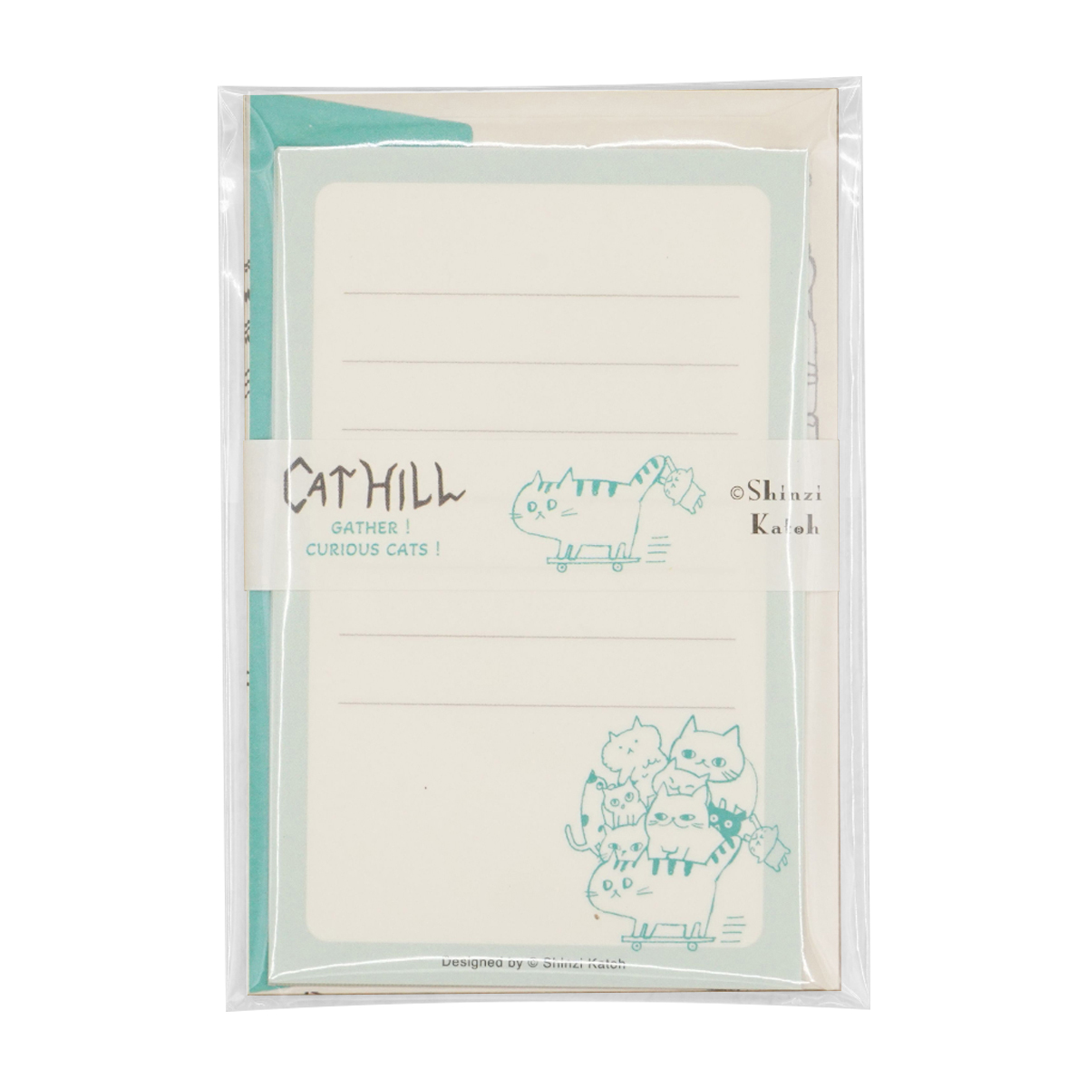 木野瀬印刷　ミニレターセット　キャットヒル　グリーン