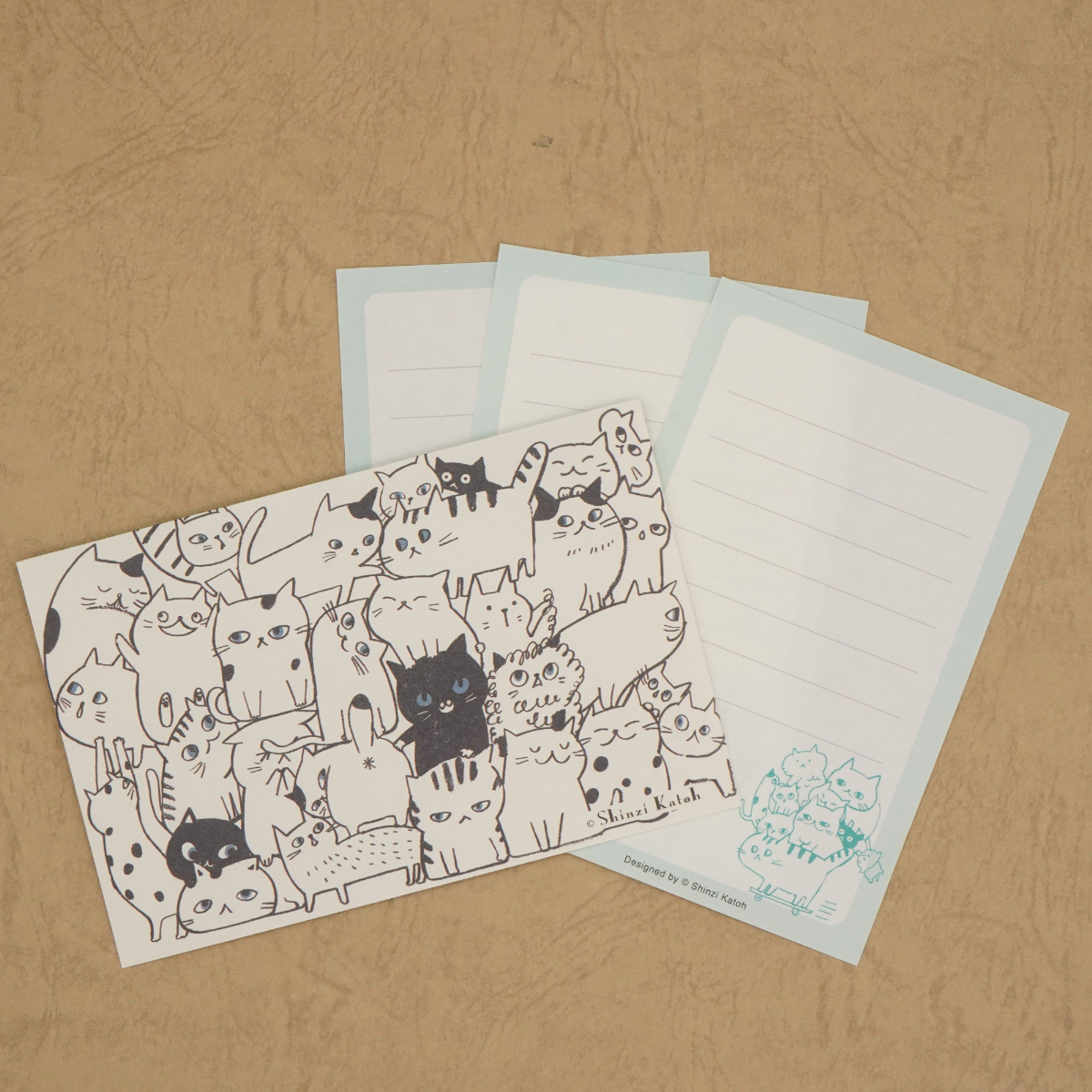 木野瀬印刷　ミニレターセット　キャットヒル　グリーン