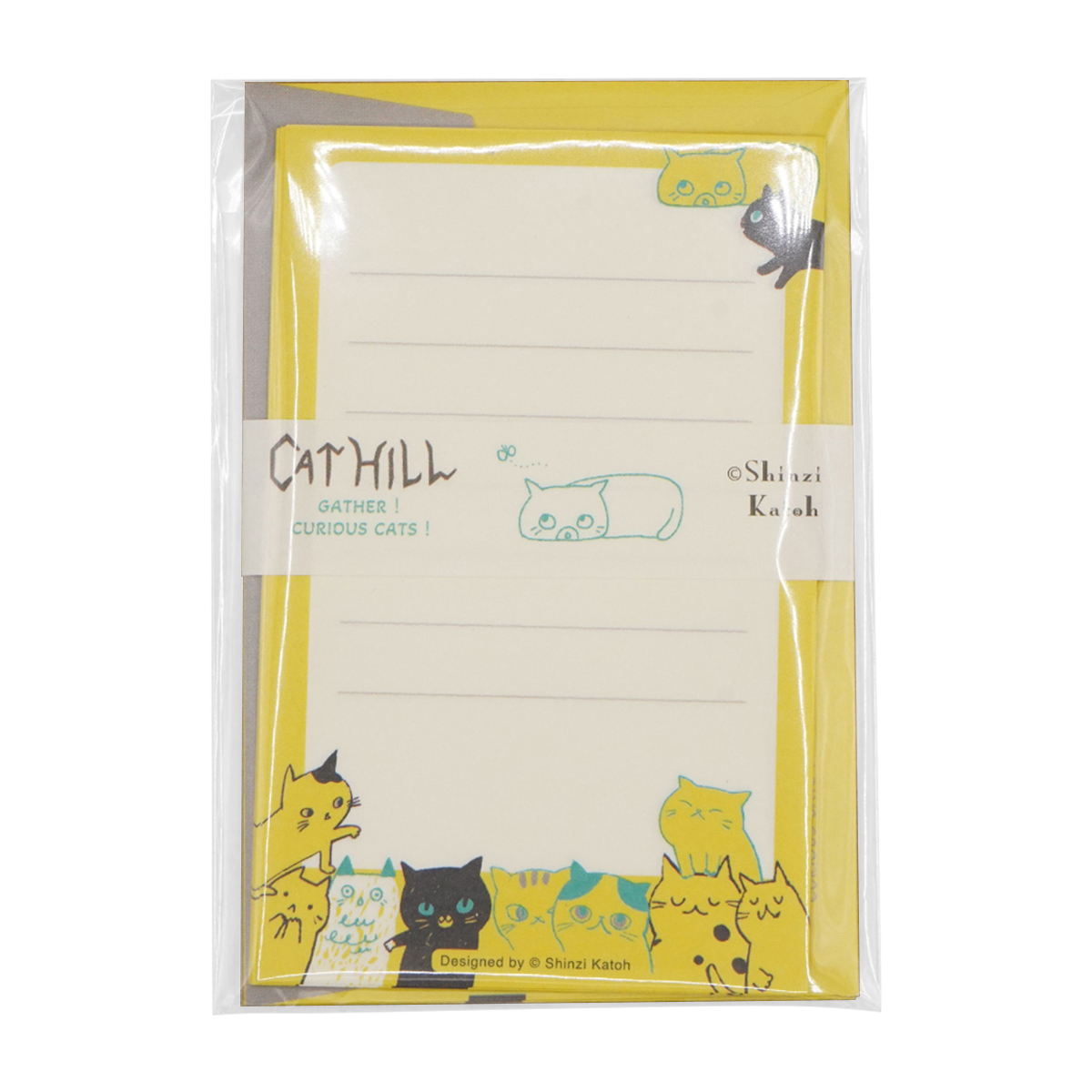 木野瀬印刷　ミニレターセット　キャットヒル　イエロー