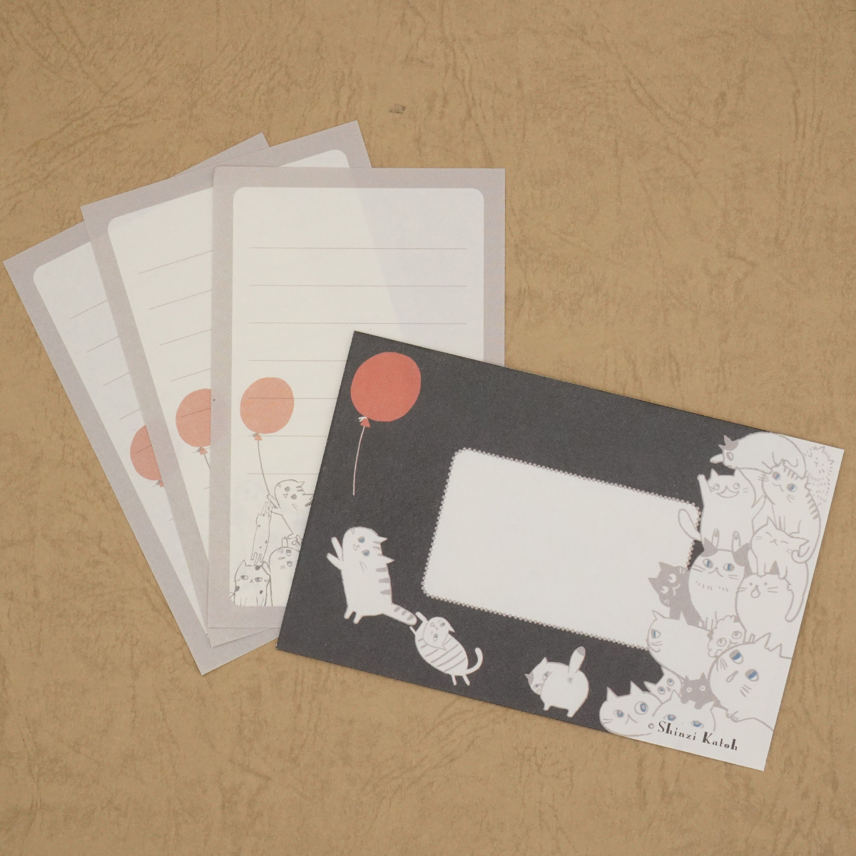 木野瀬印刷　ミニレターセット　キャットヒル　ブラック