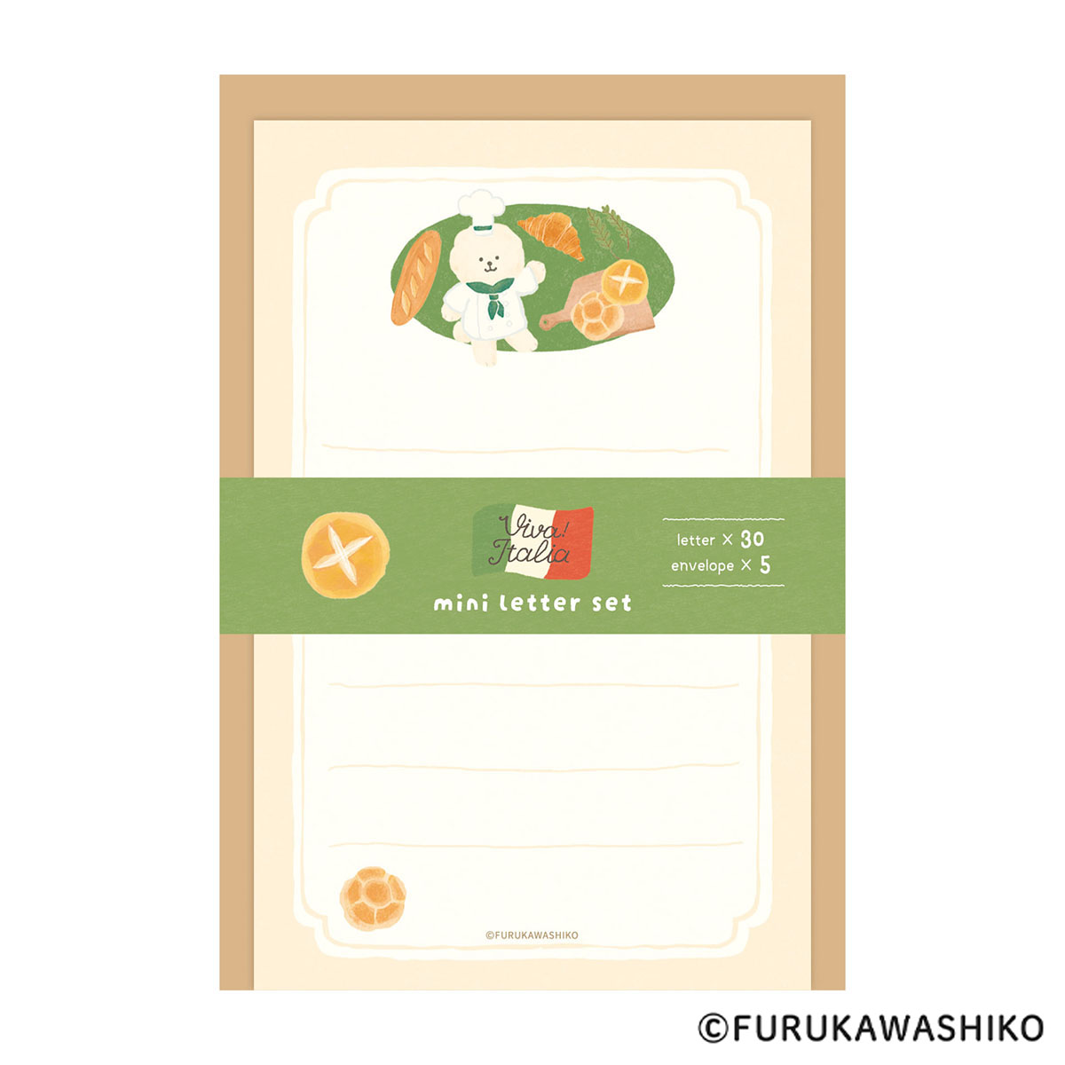 古川紙工　ミニレターセット　パンわんこ　イタリア