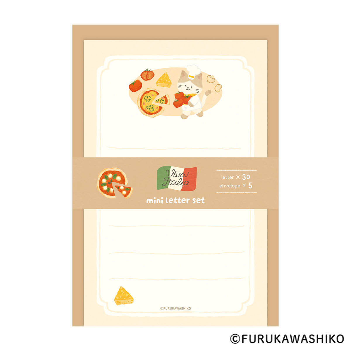 古川紙工　ミニレターセット　ピザにゃんこ　イタリア