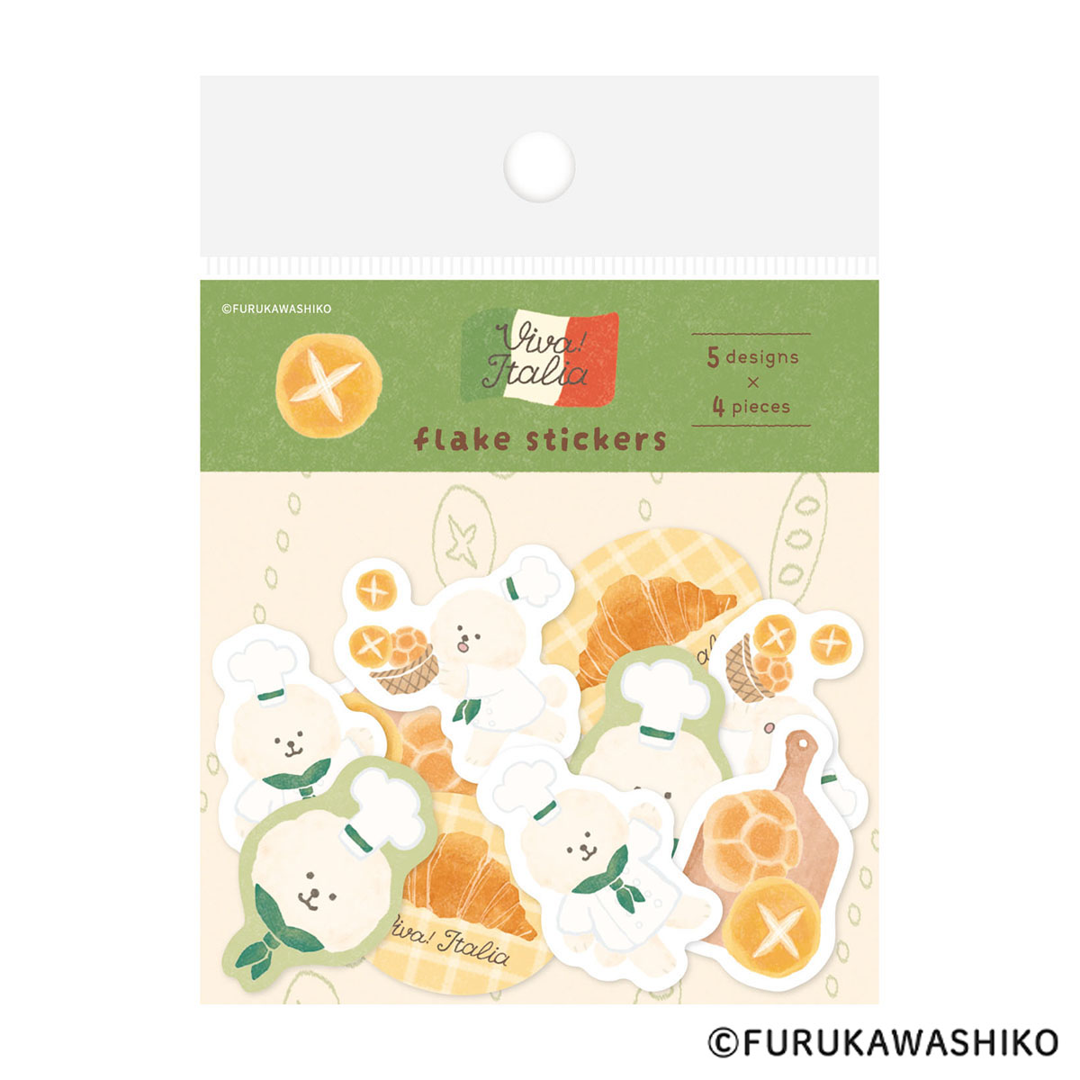 古川紙工　和紙フレークシール　パンわんこ　イタリア