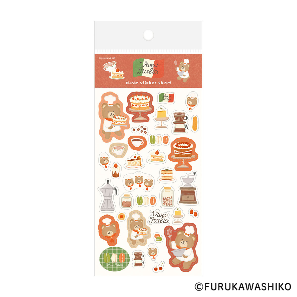 古川紙工　透明シールシート　デザートくま　イタリア