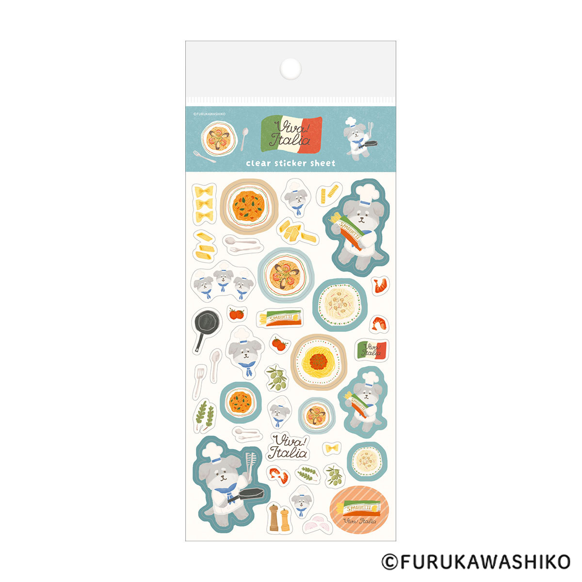 古川紙工　透明シールシート　パスタわんこ　イタリア