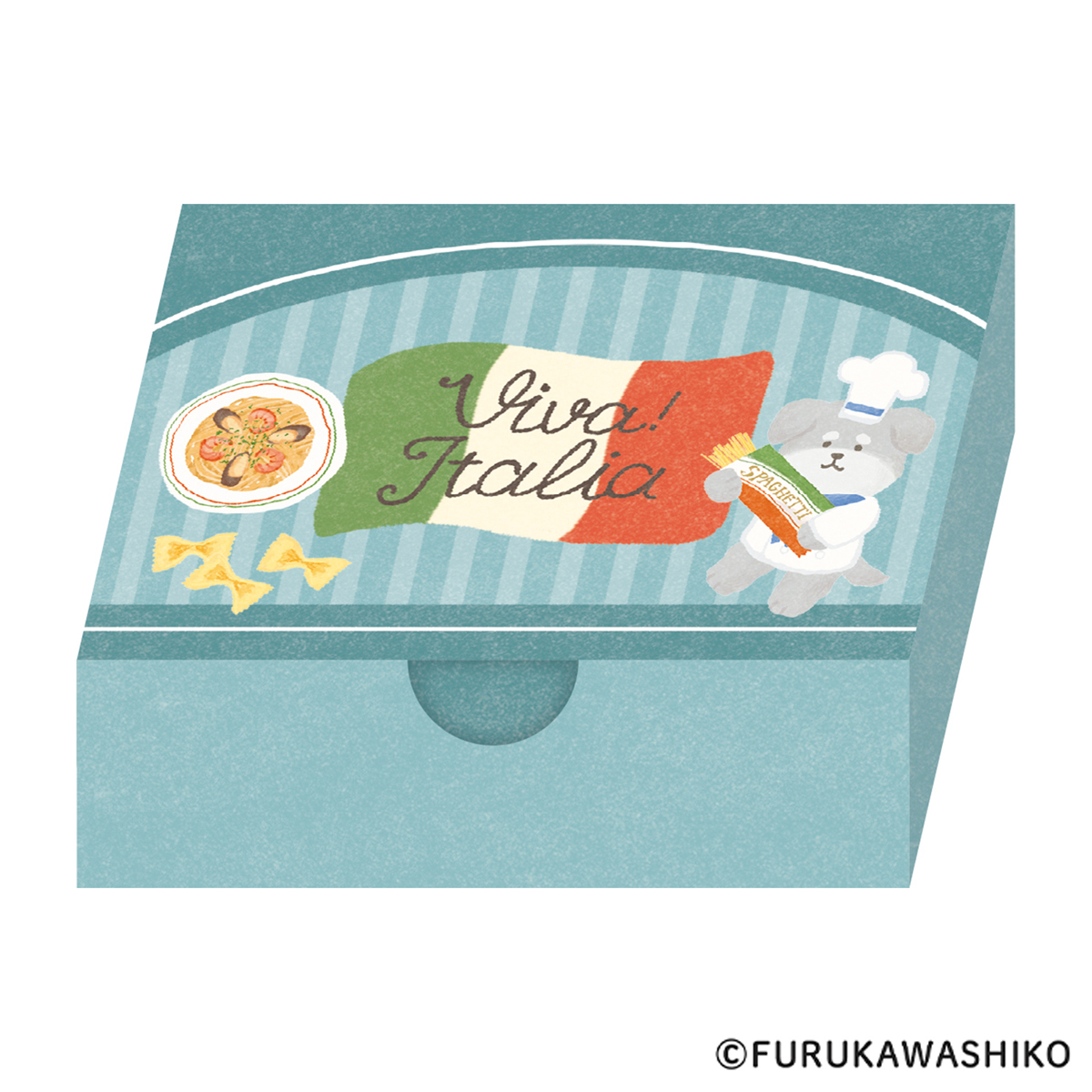 古川紙工　箱入りメモ　パスタわんこ　イタリア