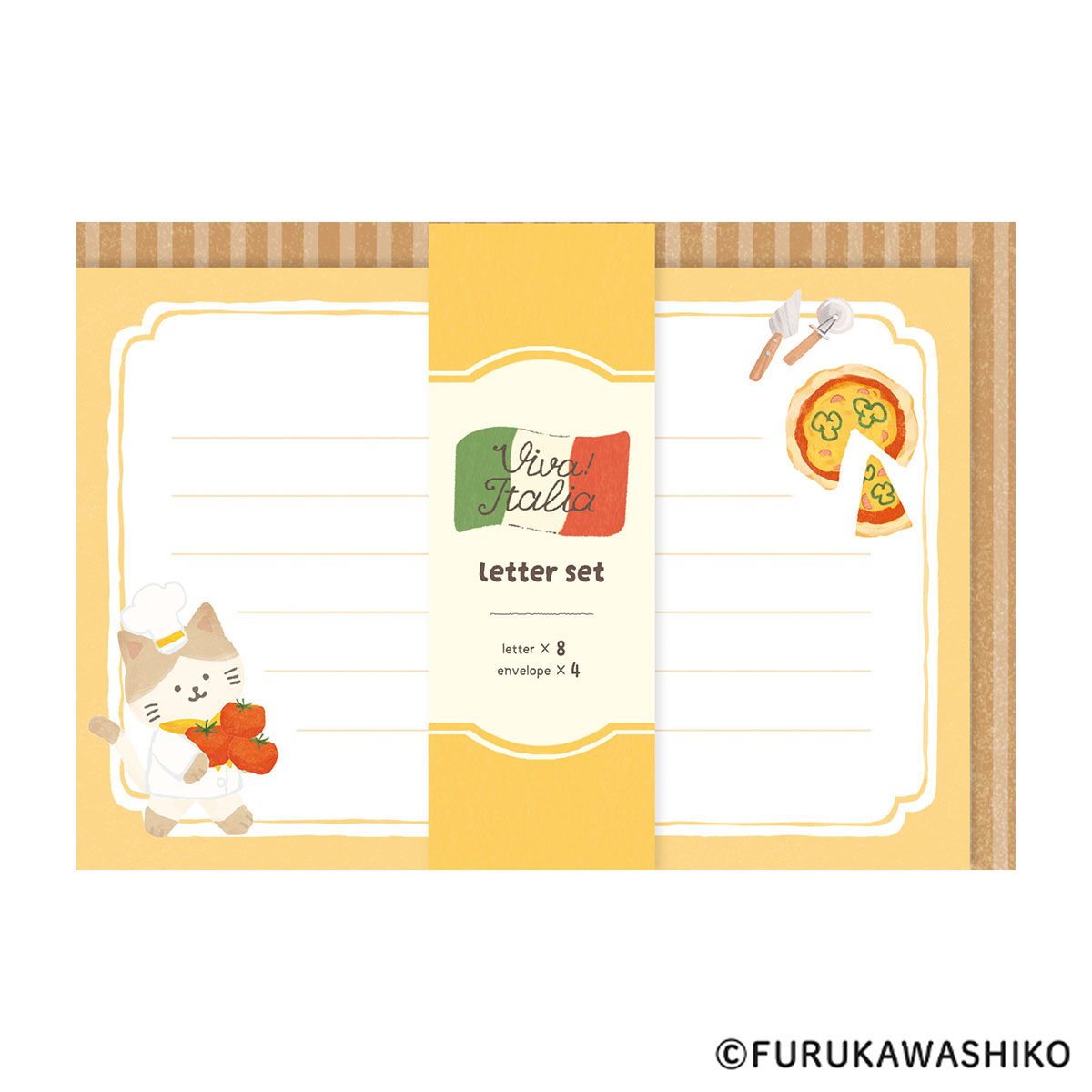 古川紙工　レターセット　ピザにゃんこ　イタリア