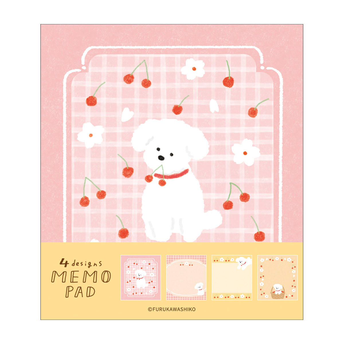 古川紙工　メモパッド　サクラと白いわんこ