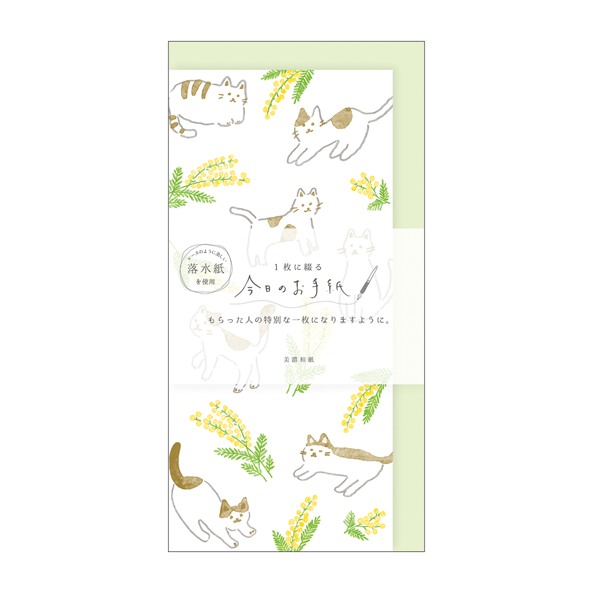 古川紙工　今日のお手紙　ねことミモザ