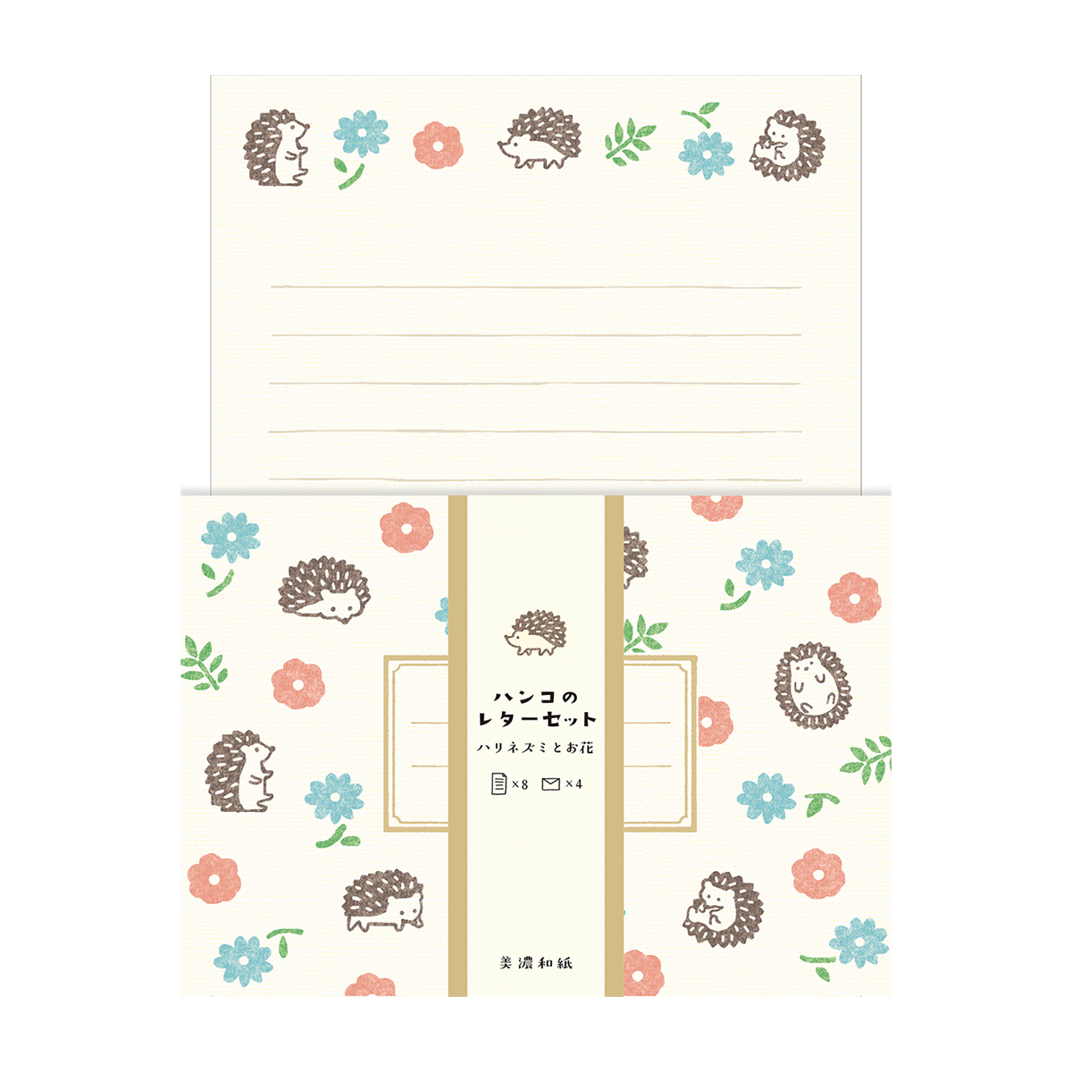 古川紙工　ハンコのレターセット　ハリネズミとお花