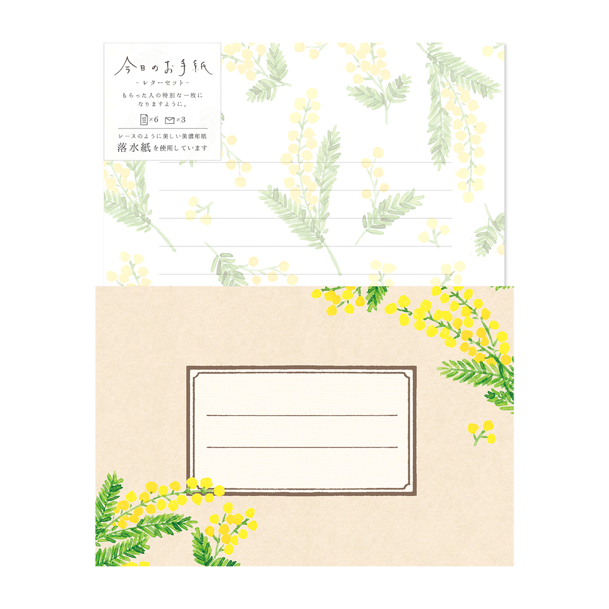 古川紙工　今日のお手紙レターセット　ミモザ