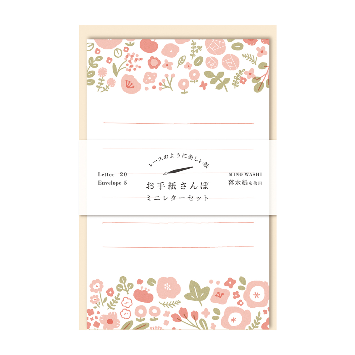 古川紙工　お手紙さんぽ　赤い小花