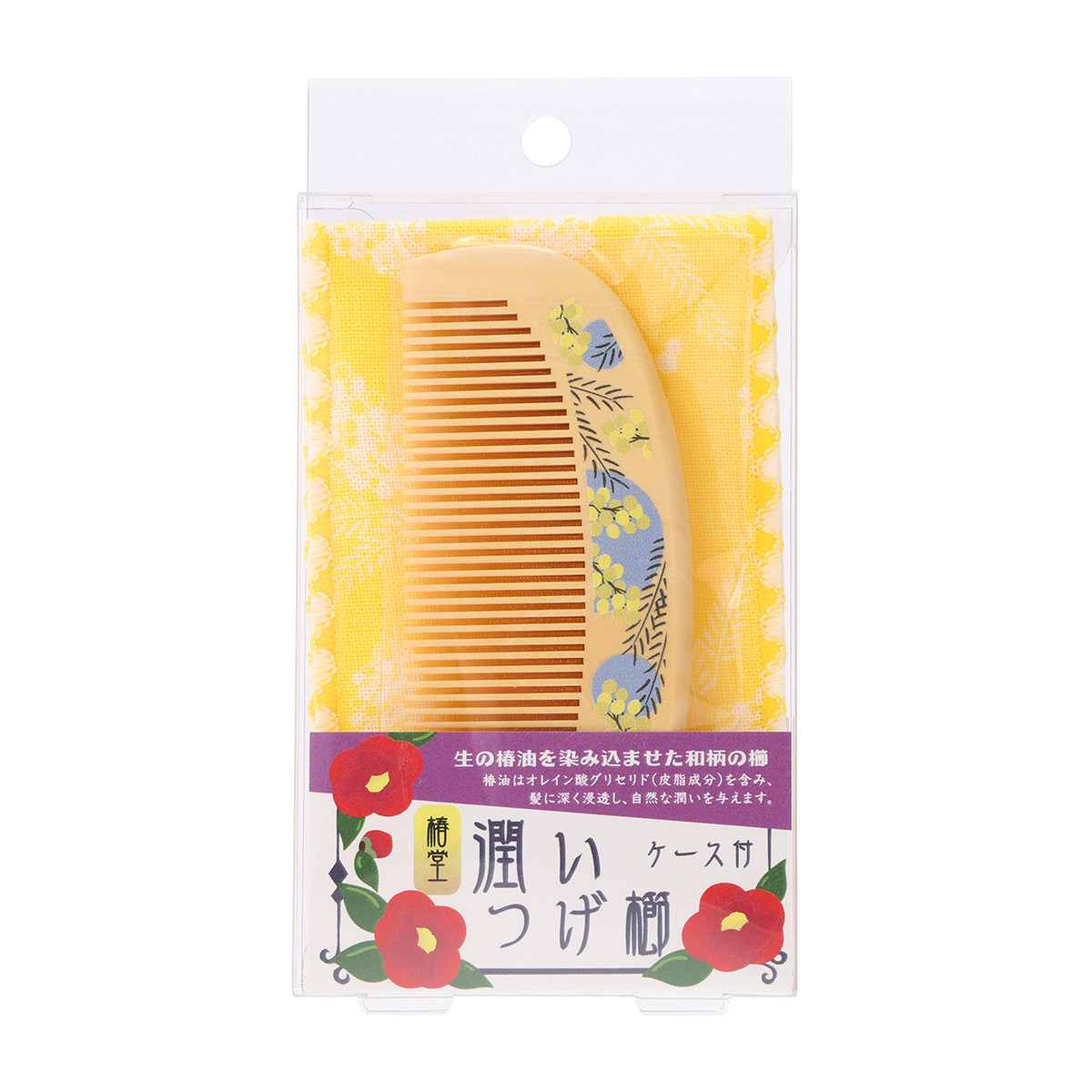 京都くろちく 椿堂潤いつげ櫛ケース付 華シリーズ | かぜとゆき