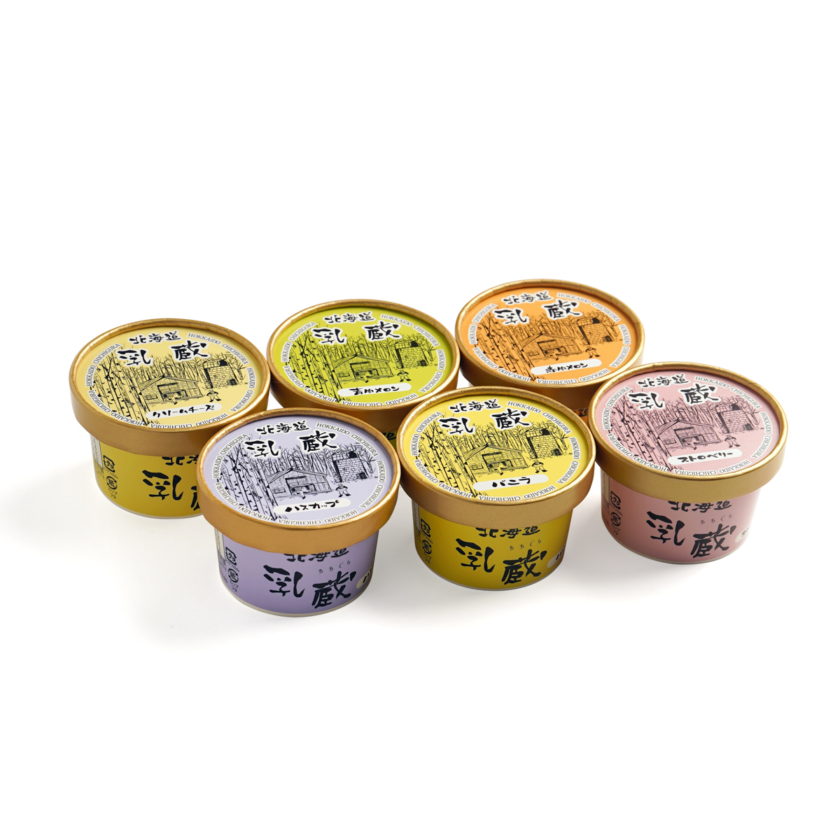 【直送】乳蔵北海道アイス6種6個入り（バニラ、赤肉メロン、青肉メロン、ハスカップ、ストロベリー、クリームチーズ）