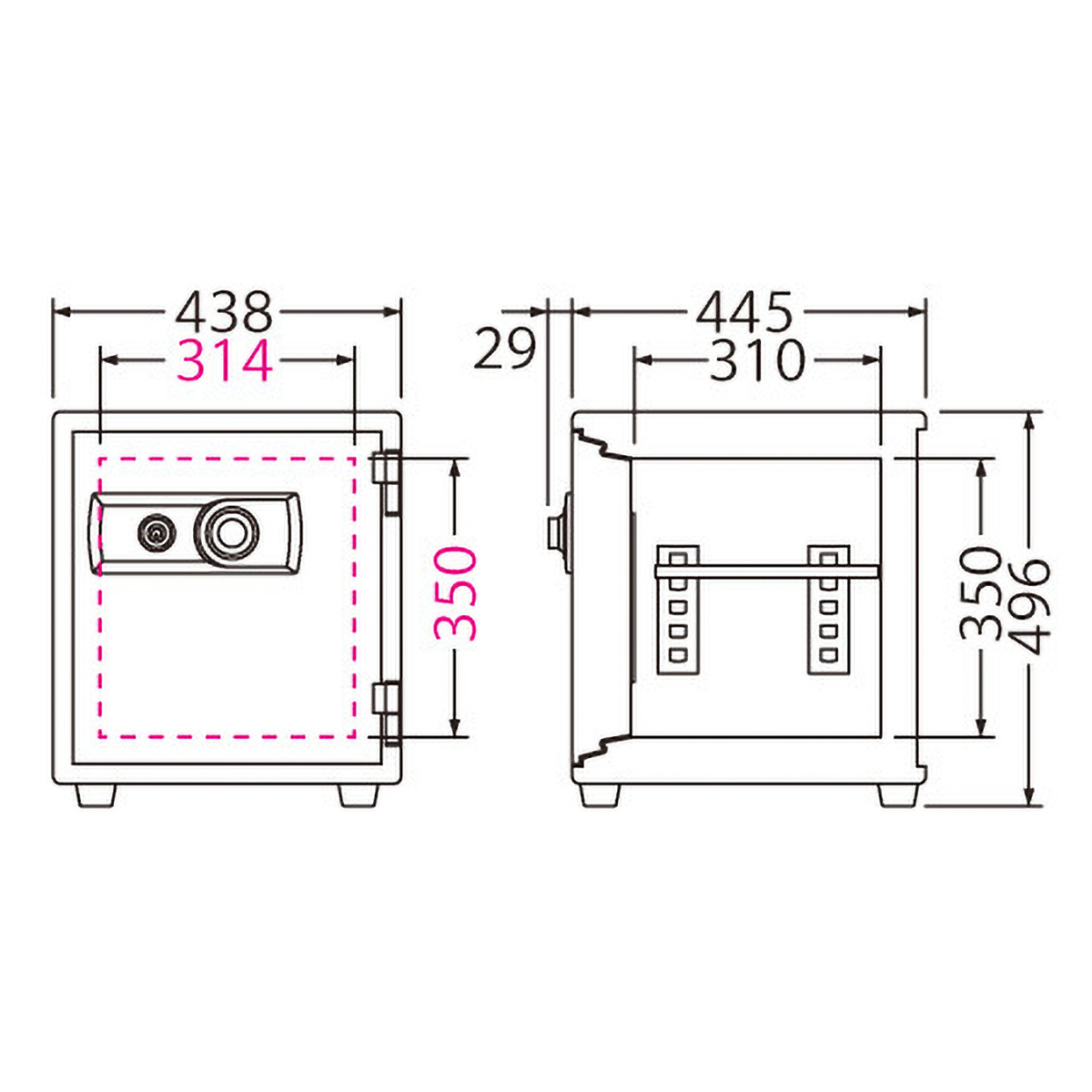 【直送】小型耐火金庫 BES－25 【ダイヤル式＋シリンダー式】