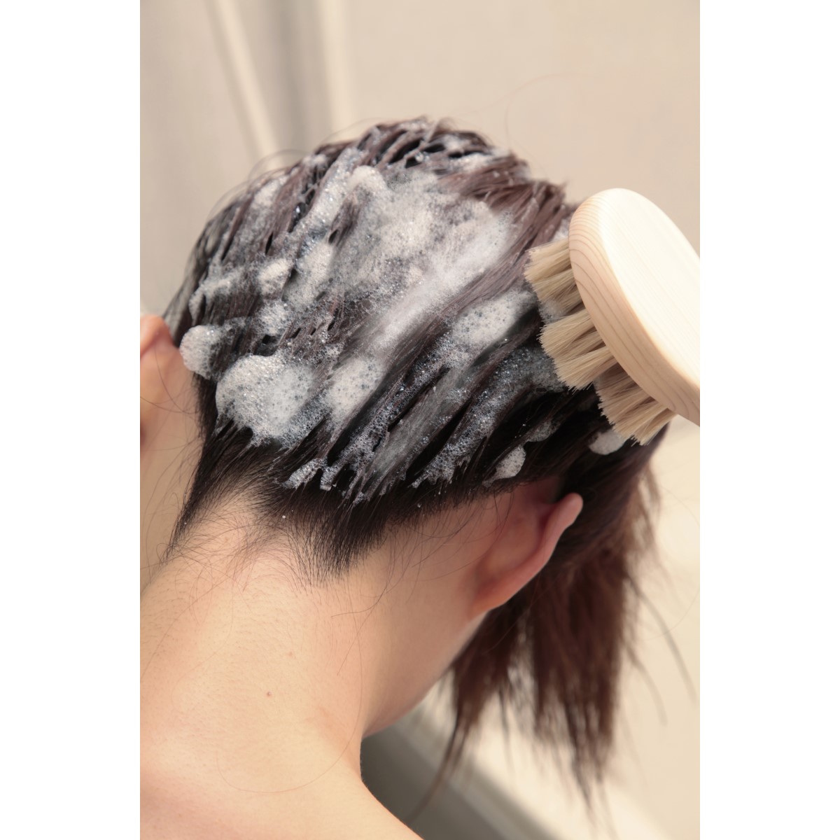 【浅草アートブラシ】白馬毛の頭皮ブラシ さくら