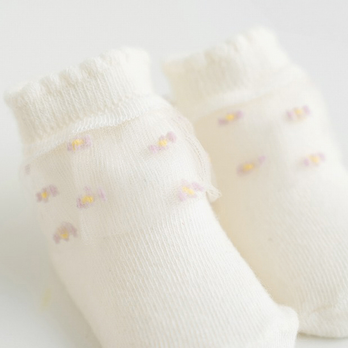 お花チュールソックス＆花柄リボンスタイセット　baby