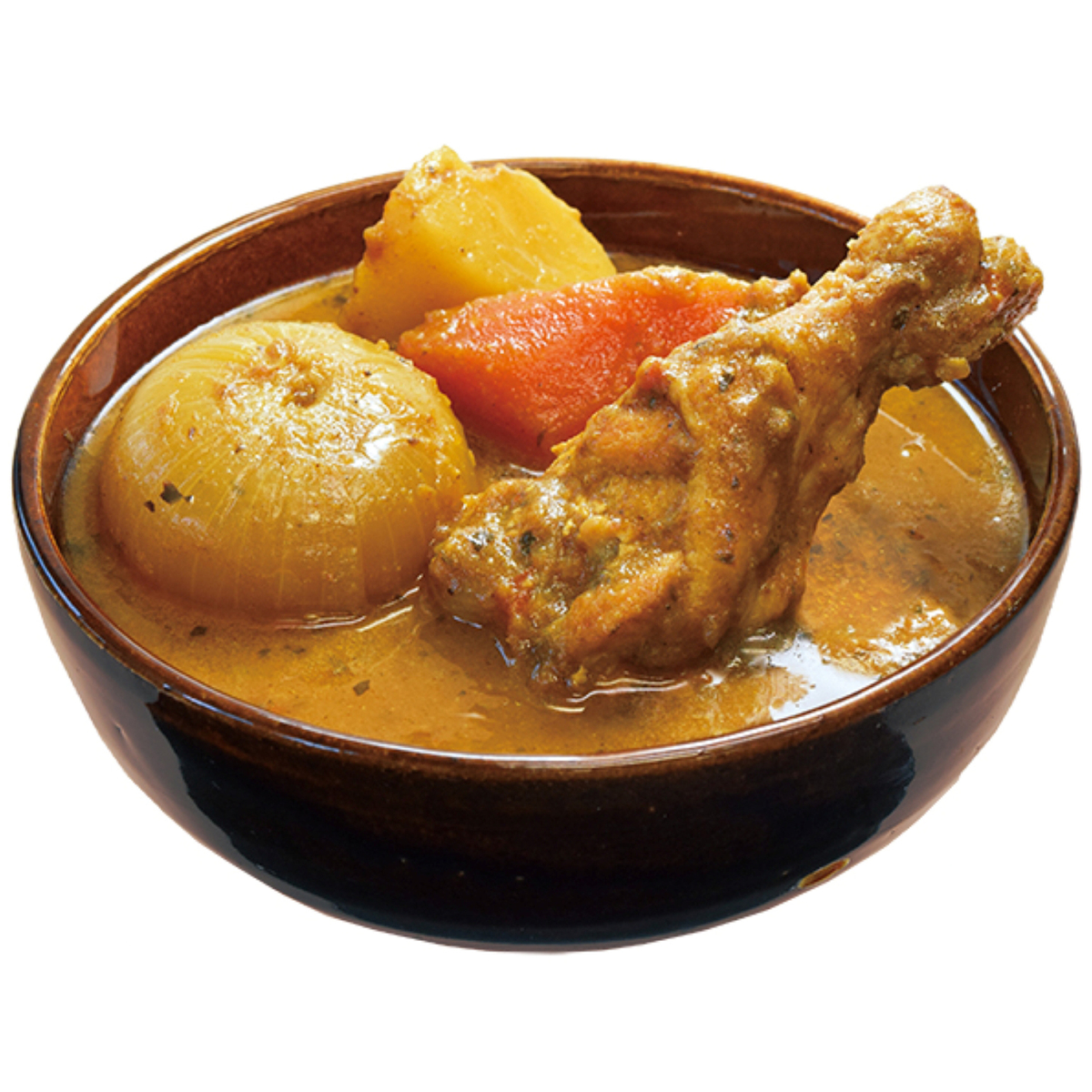 ゴロッと玉ねぎと骨付きチキンのスープカレー