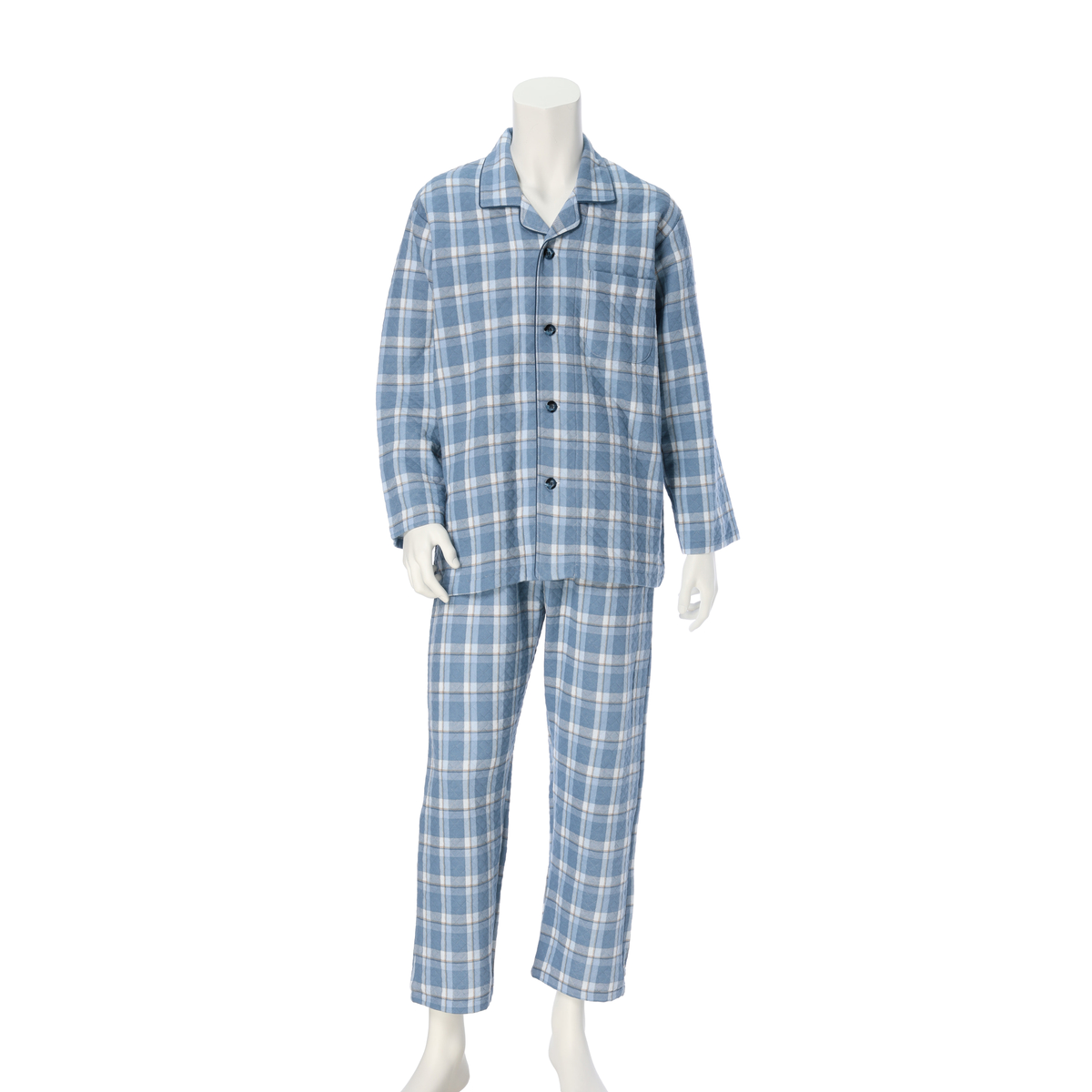 綿混 ダイヤキルト 紳士パジャマ長袖長パンツ