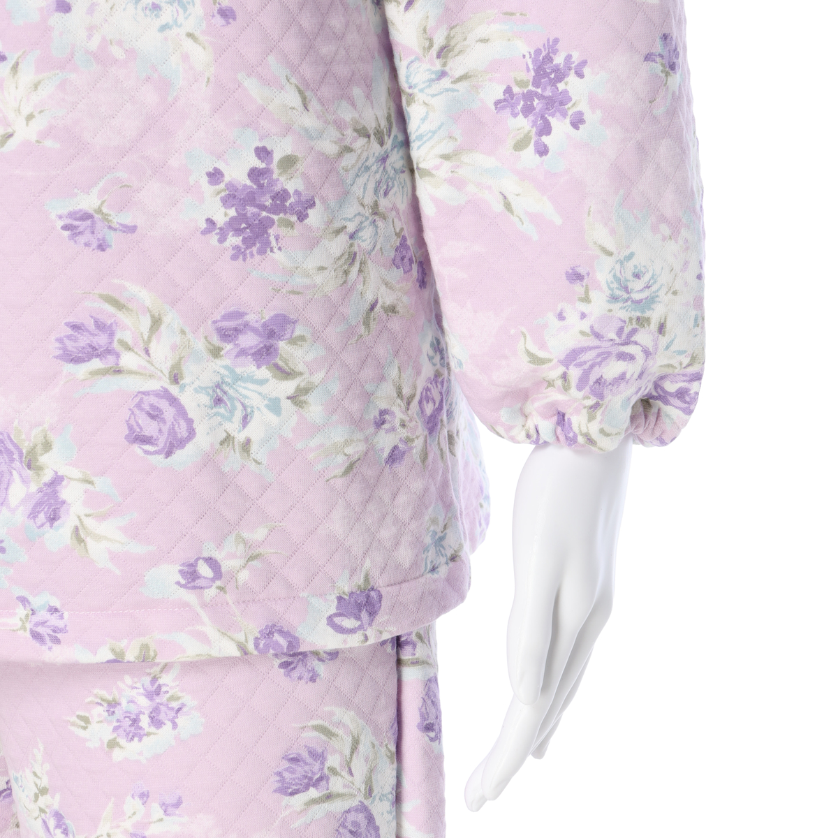 綿混 ダイヤキルト 婦人パジャマ長袖長パンツ