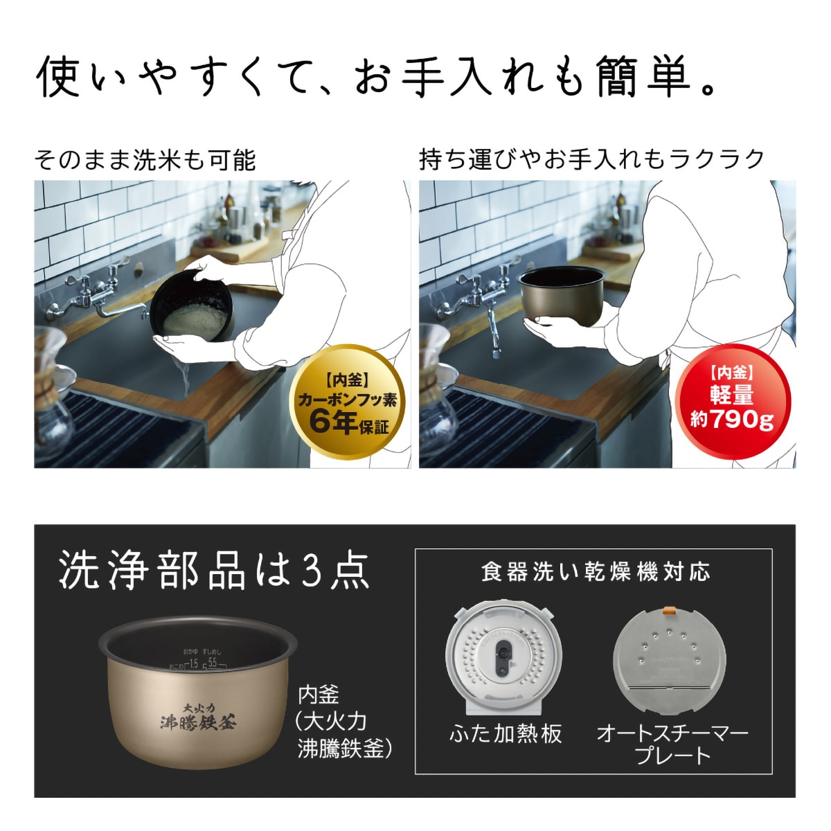 日立 圧力IHジャー炊飯器 ふっくら御膳 5.5合炊き RZ-V100HM(W) | かぜ