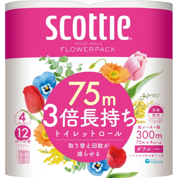 スコッティ フラワーパック 3倍長持ち ダブル (4ロール)