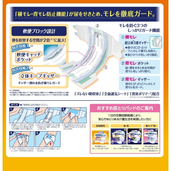 ライフリー 横モレあんしんテープ止めL 17枚 (12枚)