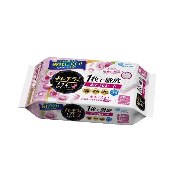 エリエールキレキラ！トイレクリーナー 1枚で徹底おそうじシートつめかえ用 ハッピーローズ (20枚)