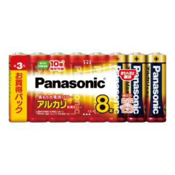 Panasonic アルカリ乾電池 単3形 LR6XJ/8SW (8本)