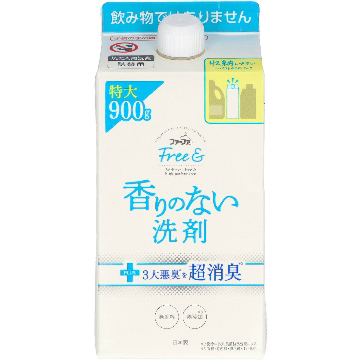 ファーファ フリー＆ 超コンパクト液体洗剤 無香料 エコパック 詰替 900g