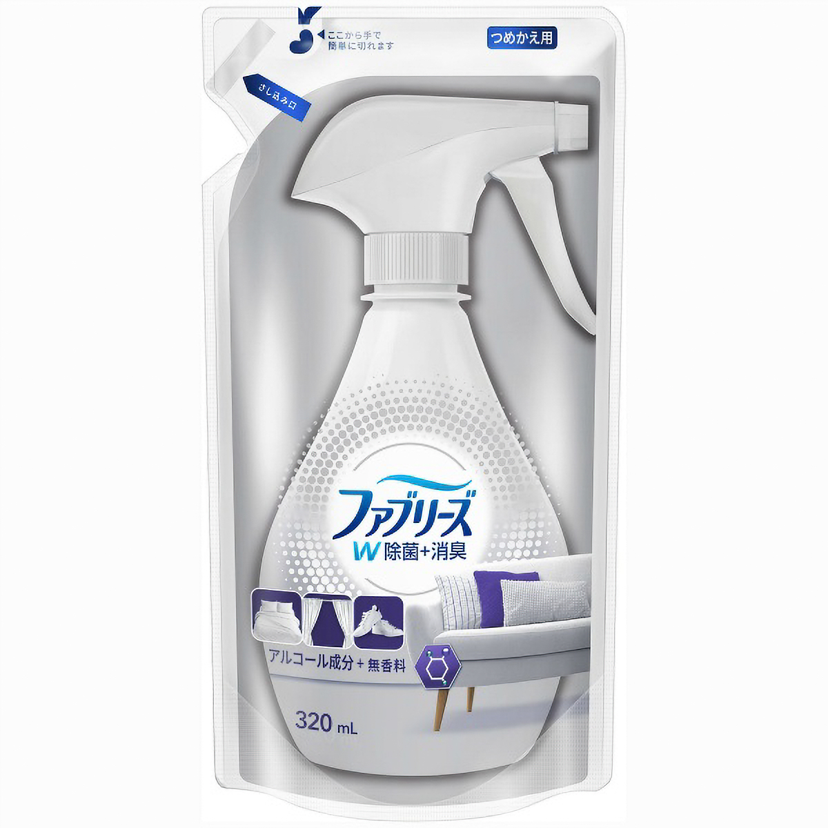 ファブリーズＷ除菌　無香料　アルコール成分入り　つめかえ　３２０ＭＬ