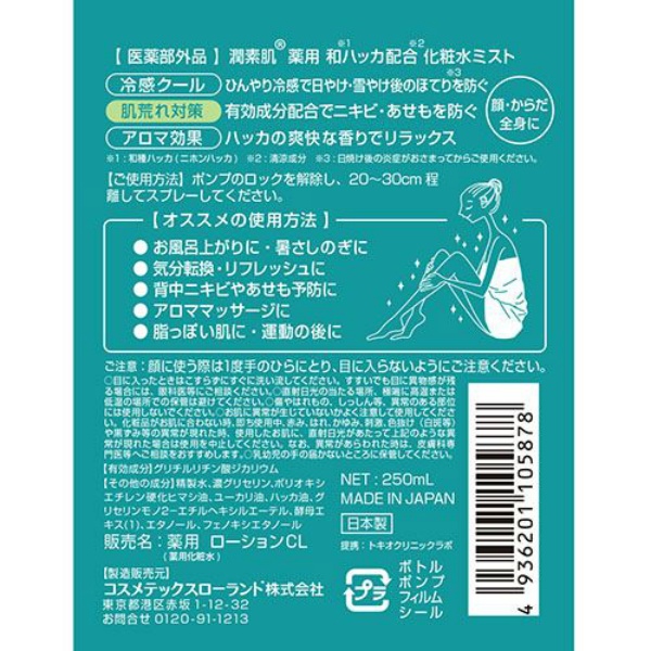 潤素肌　薬用和ハッカ水ミスト　２５０ＭＬ